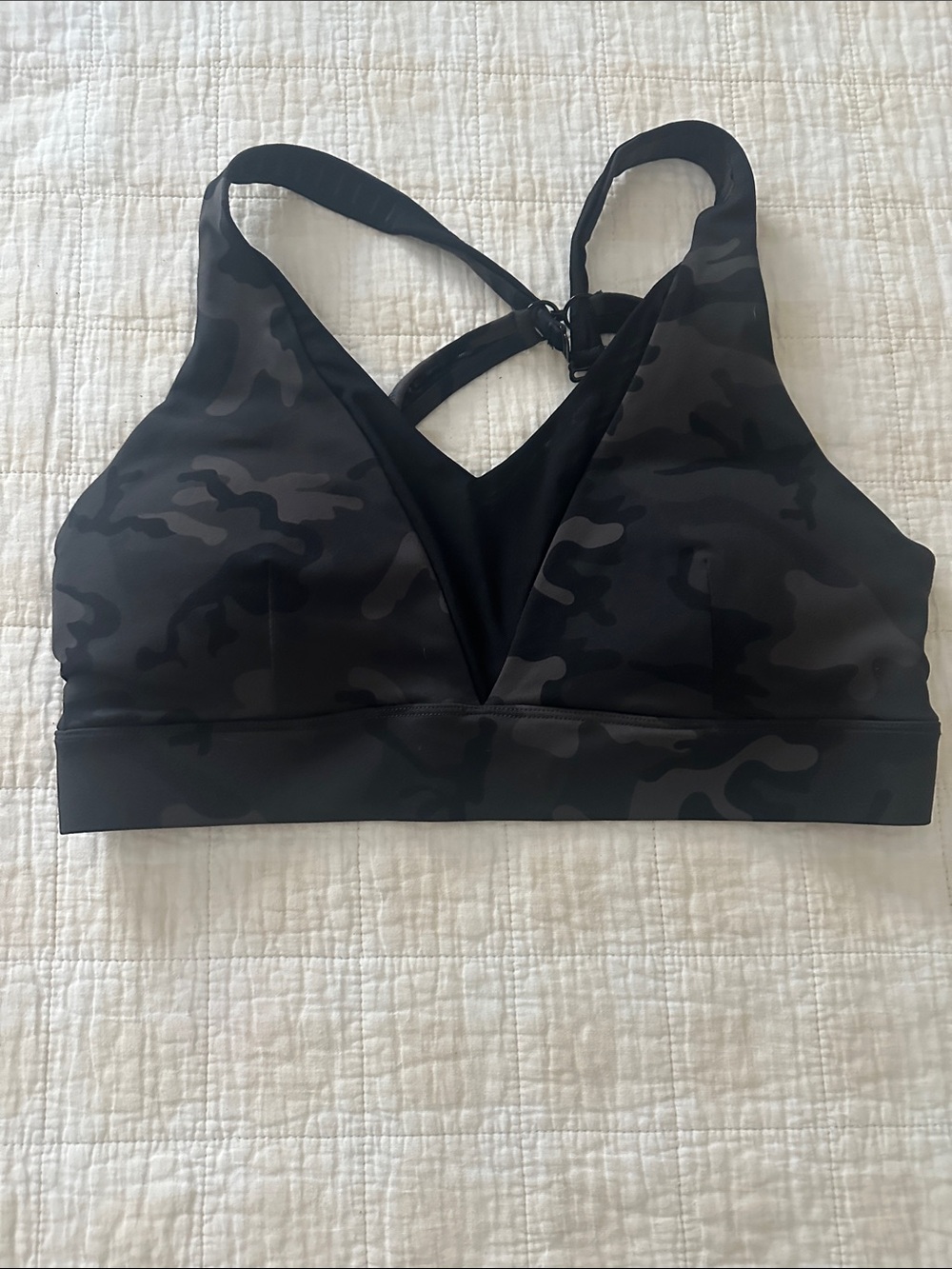 Zyia Active Black Camo V-Neck Sports Bra